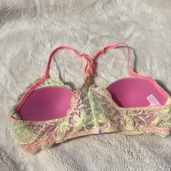 PINK Victoria’s Secret Lace Bra 34B | Neon Yellow & Coral | - Picture 3 of 5